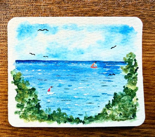Tiny Art—View From the Tower (optional magnet)