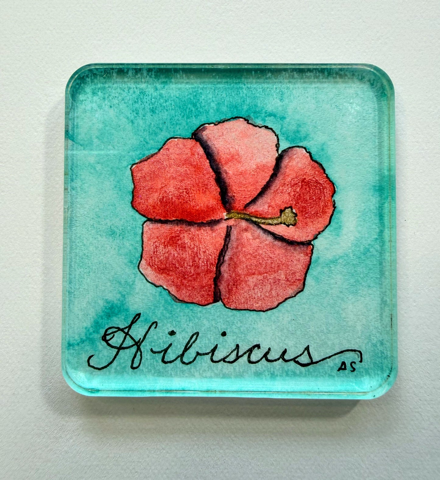 Tropical Flower Acrylic Magnets, set of four