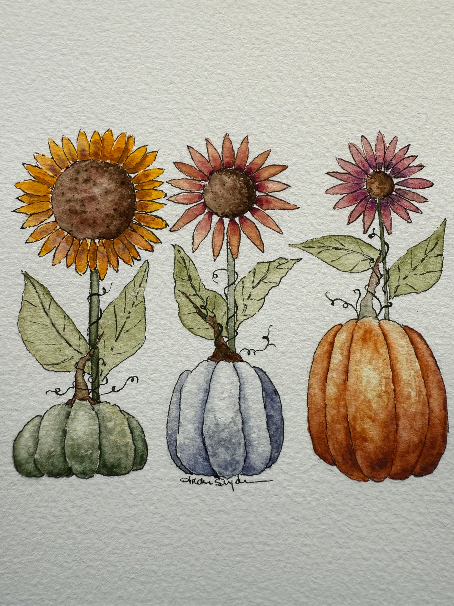 Pumpkins and Sunflowers Print