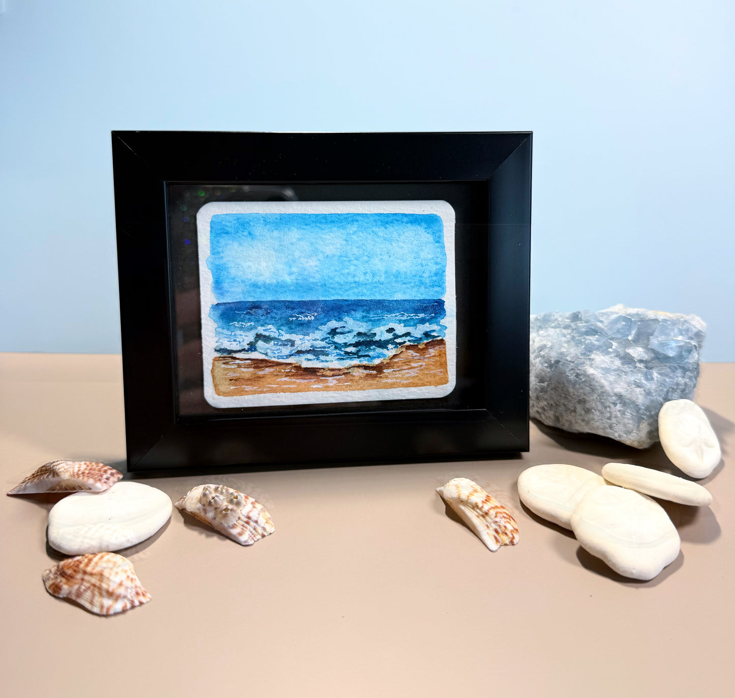 Tiny Art—At the Beach (Optional Magnet Backing)