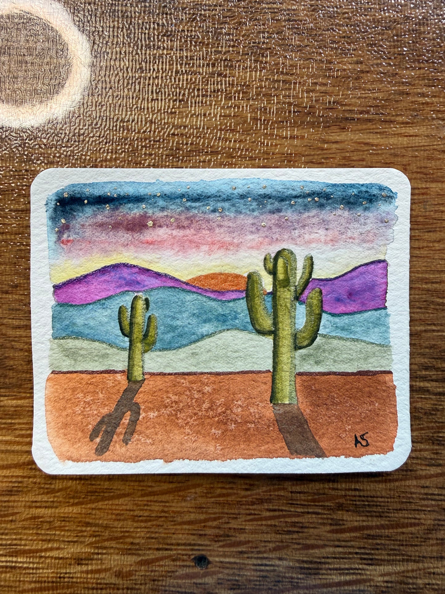 Tiny Art—Desert Sunset, Optional Magnet Backing
