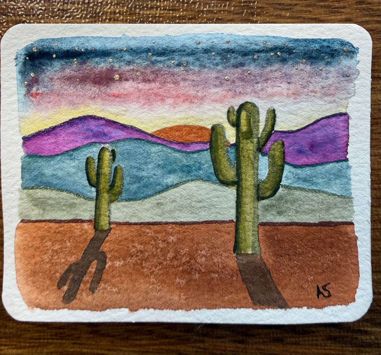 Tiny Art—Desert Sunset, Optional Magnet Backing