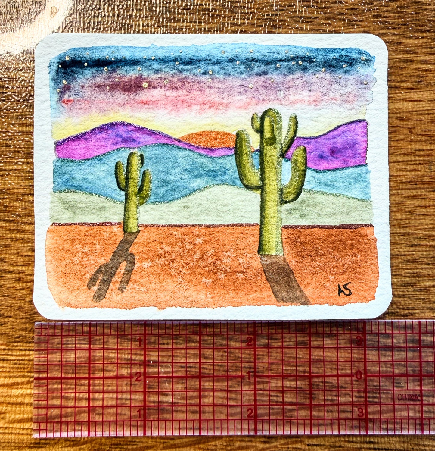 Tiny Art—Desert Sunset, Optional Magnet Backing