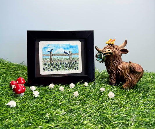 Tiny Art—Bluejays and Bluebonnets