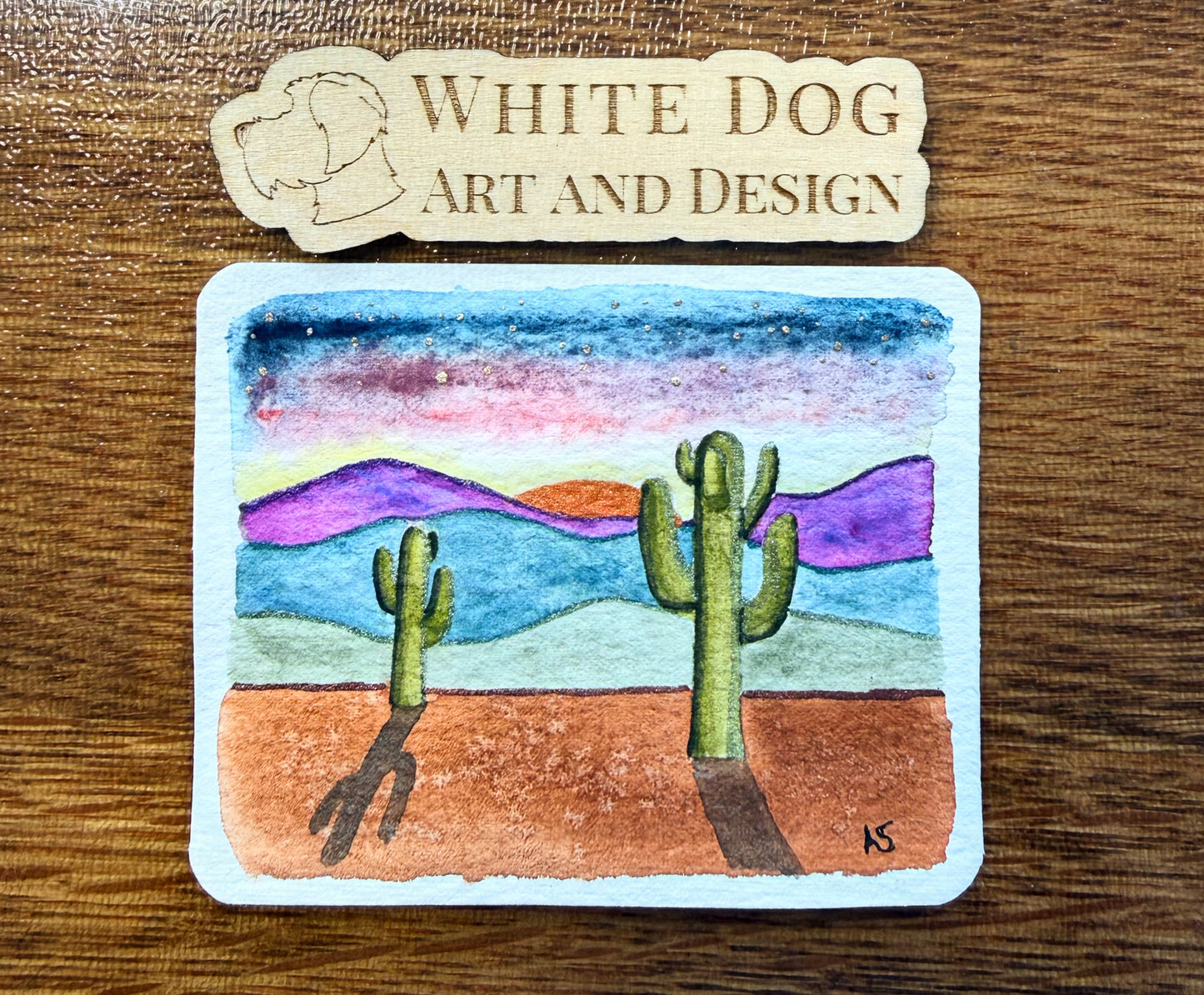 Tiny Art—Desert Sunset, Optional Magnet Backing