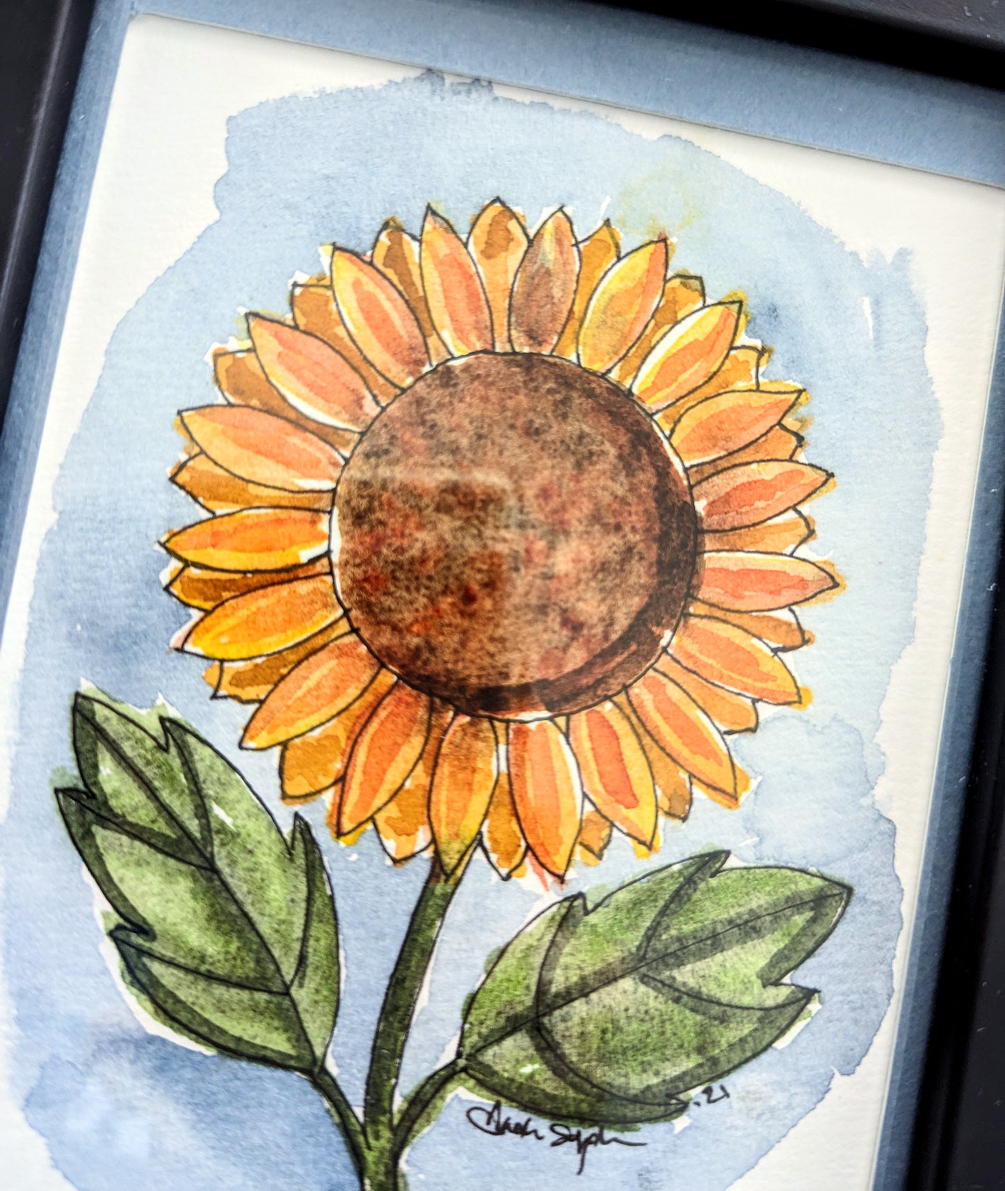 Original Sunflower Framed Painting