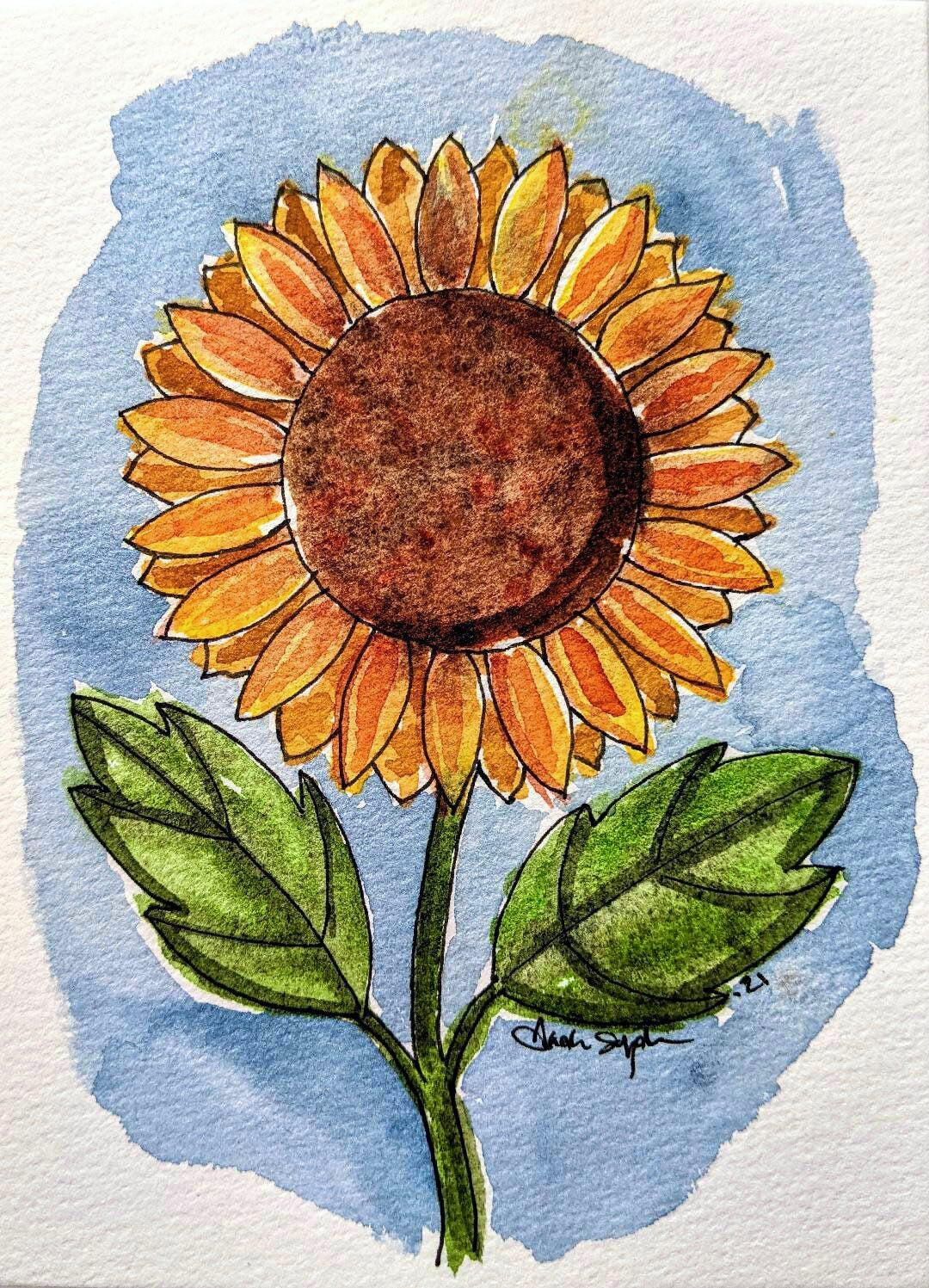 Original Sunflower Framed Painting