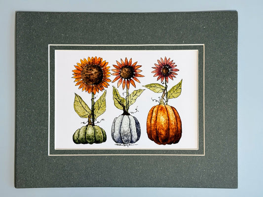 Pumpkins and Sunflowers Print